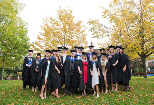 Large group of sport students at graduation ceremony