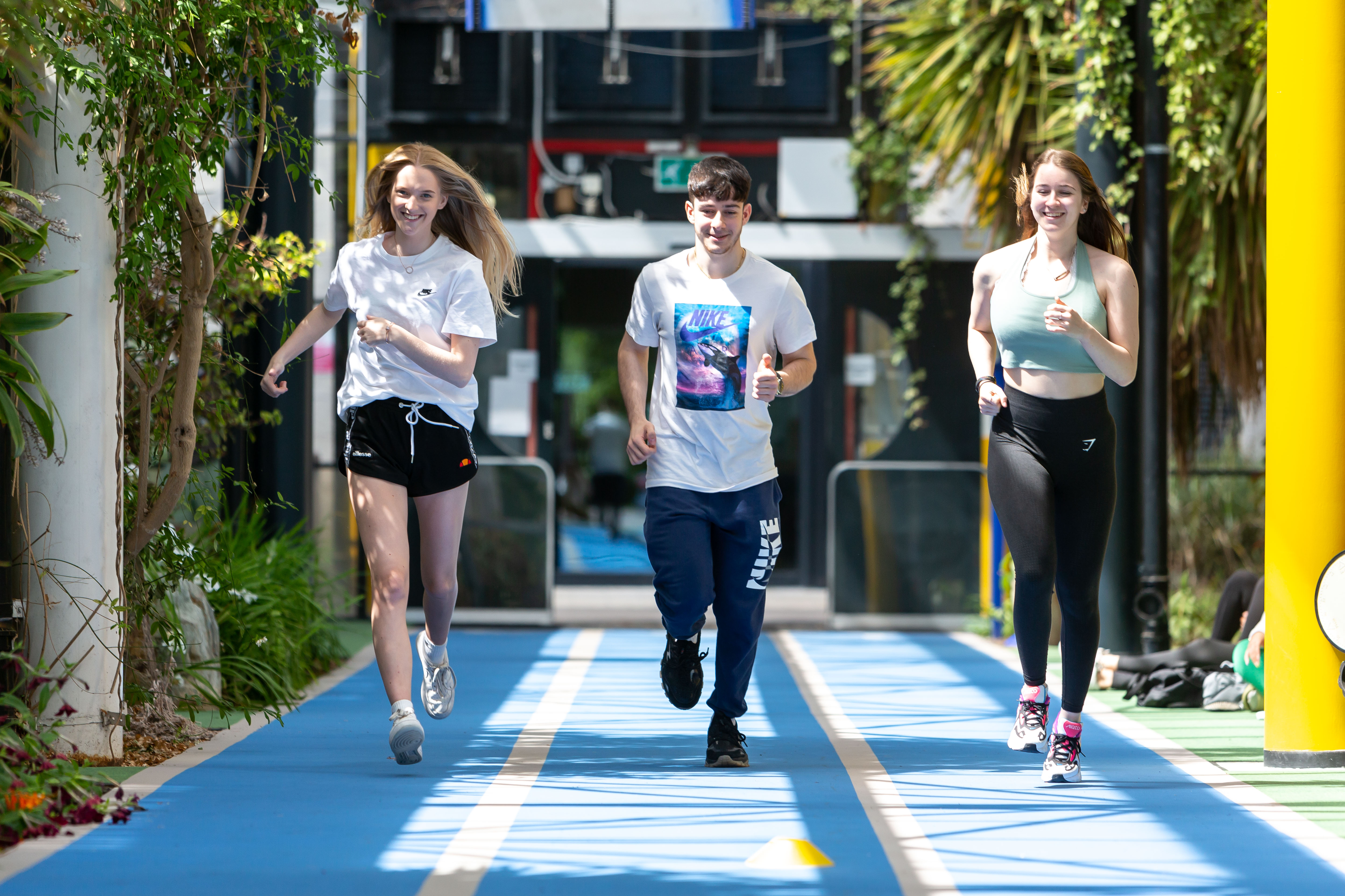 Students using running 